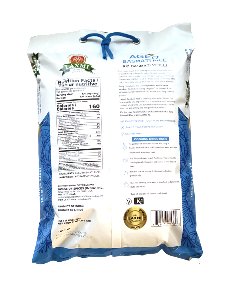 LAXMI AGED BASMATI RICE (10 LB)